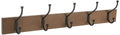Rectangular Farmhouse Wall-Mounted Coat Rack, Storage Organizer, 5 Hooks, Barnwood