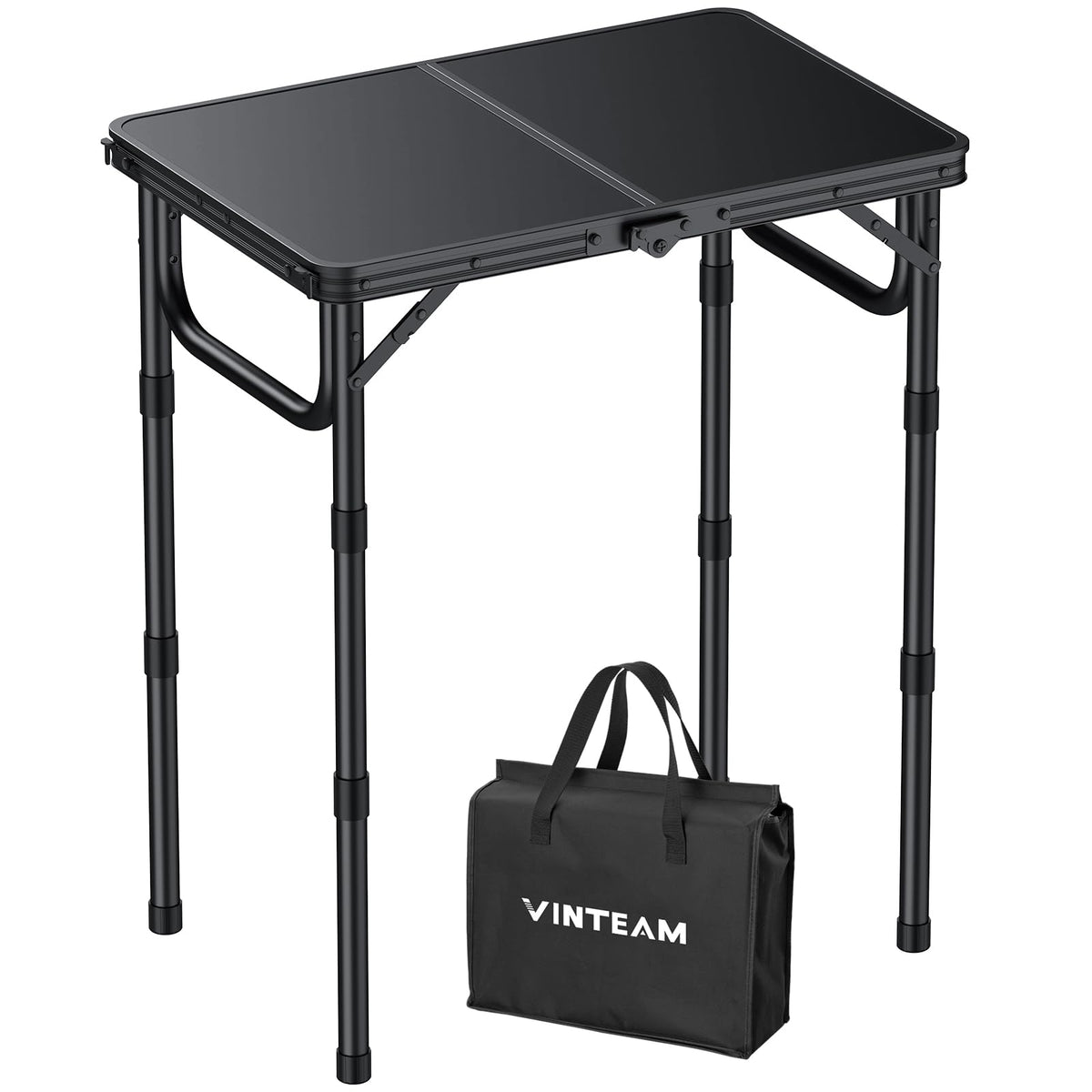 Camping Folding Table with Adjustable Height, Lightweight Portable Outdoor Picnic Table, BBQ Grill Side Table