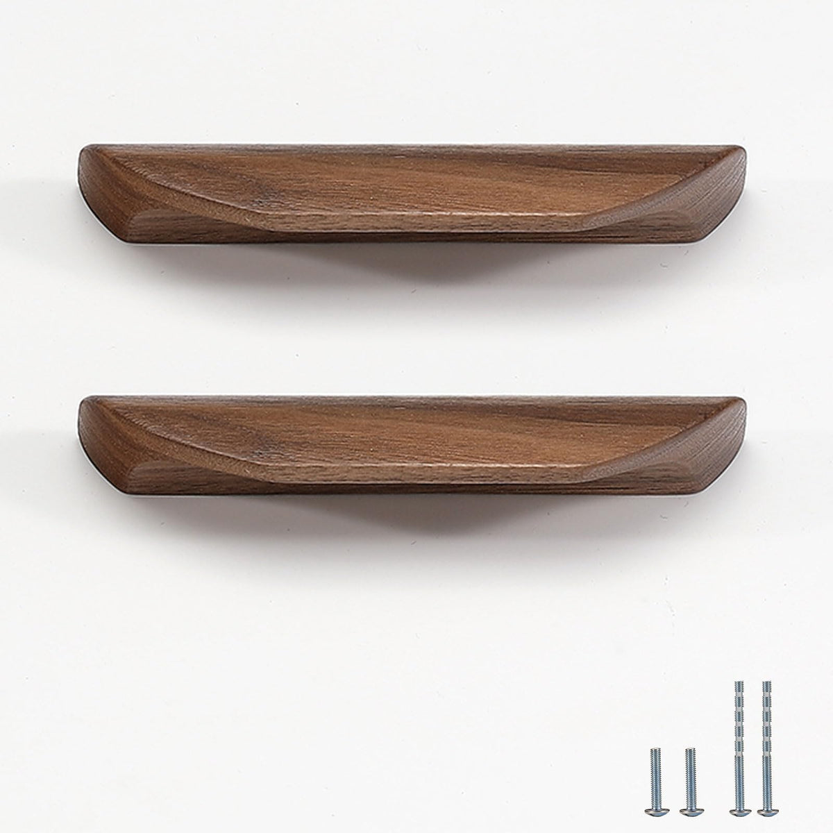 6 pcs Walnut Wood Square Angle 4.41 in Wooden Windbreaker Cabinet Door Handle Wooden Antique Style Long Walnut