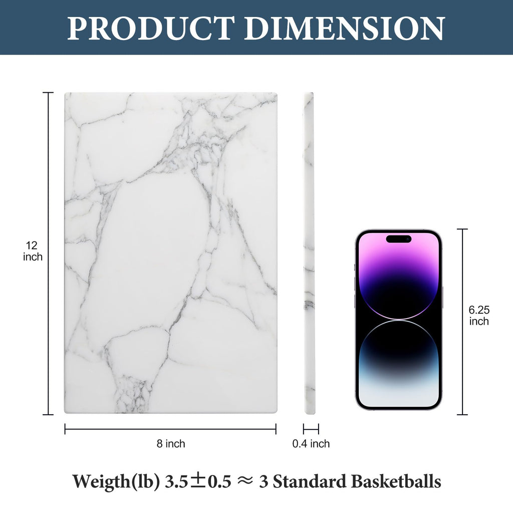 Italian Natural Marble Cutting Board Pastry Bread Macaron Display, 12" x 8" Real Stone Slab Marble Cheese Board