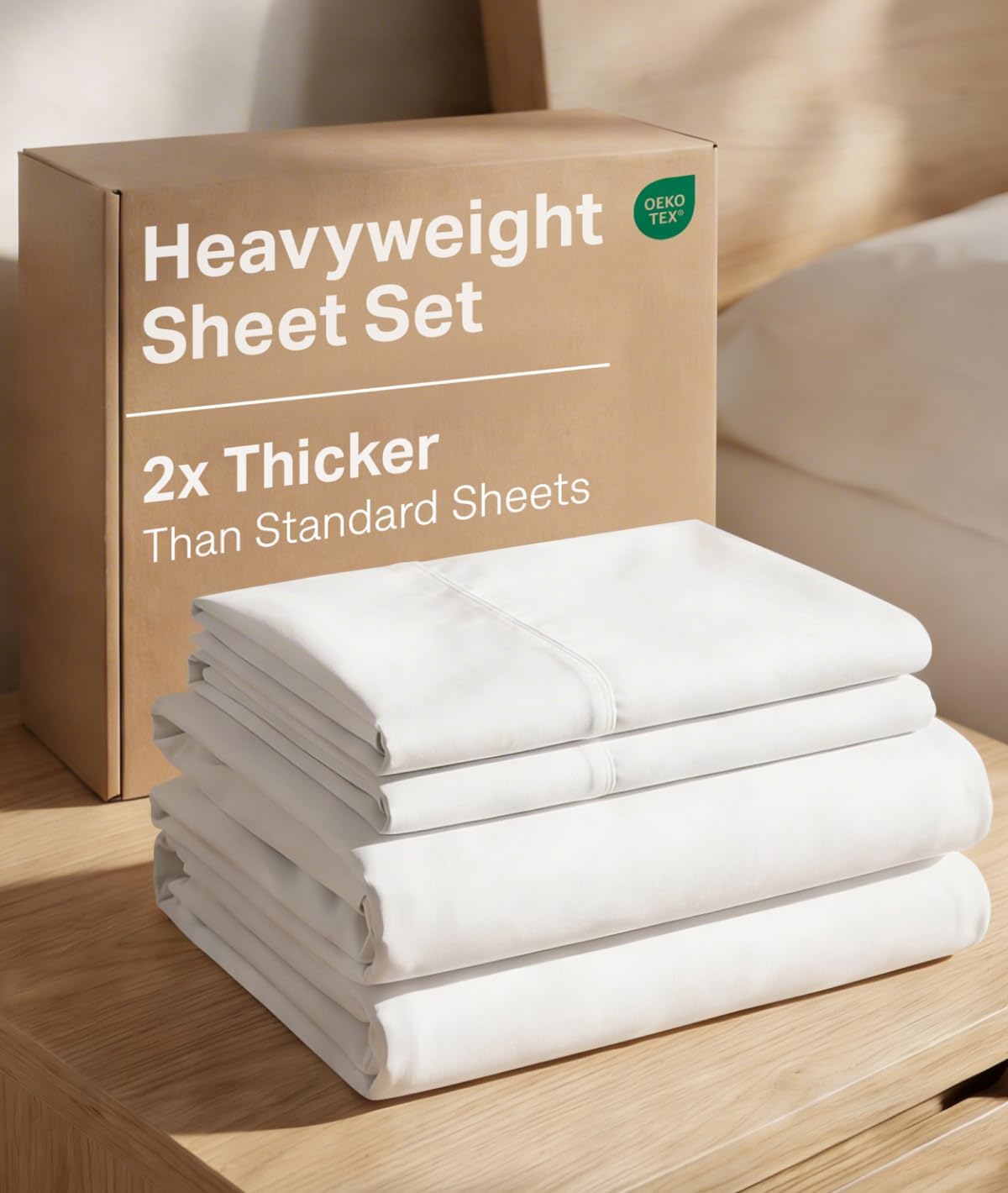 Extra Thick Heavyweight 4 Piece Sheet Set - High End Super Luxury Bed Set - Premium Heavyweight Hotel Quality