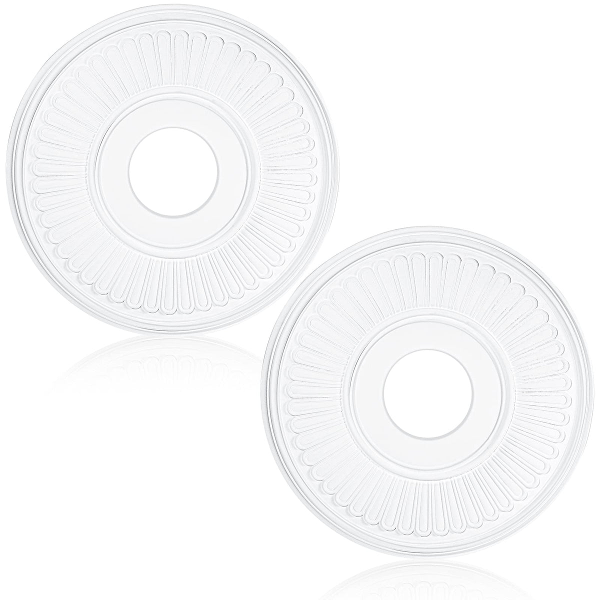 2 Pieces PU Ceiling Medallion for Light Fixtures White Ceiling Light Decorative Fan Medallion Lighting Ceiling Ring