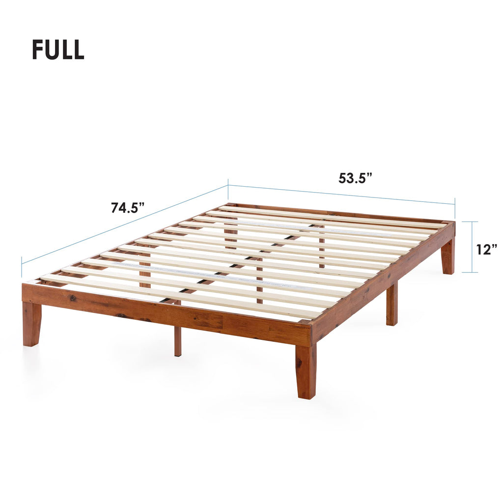 Naturalista Classic 12-Inch Solid Wood Platform Bed | Wooden Slats, No Box Spring Needed, Easy Assembly | Full, Cherry