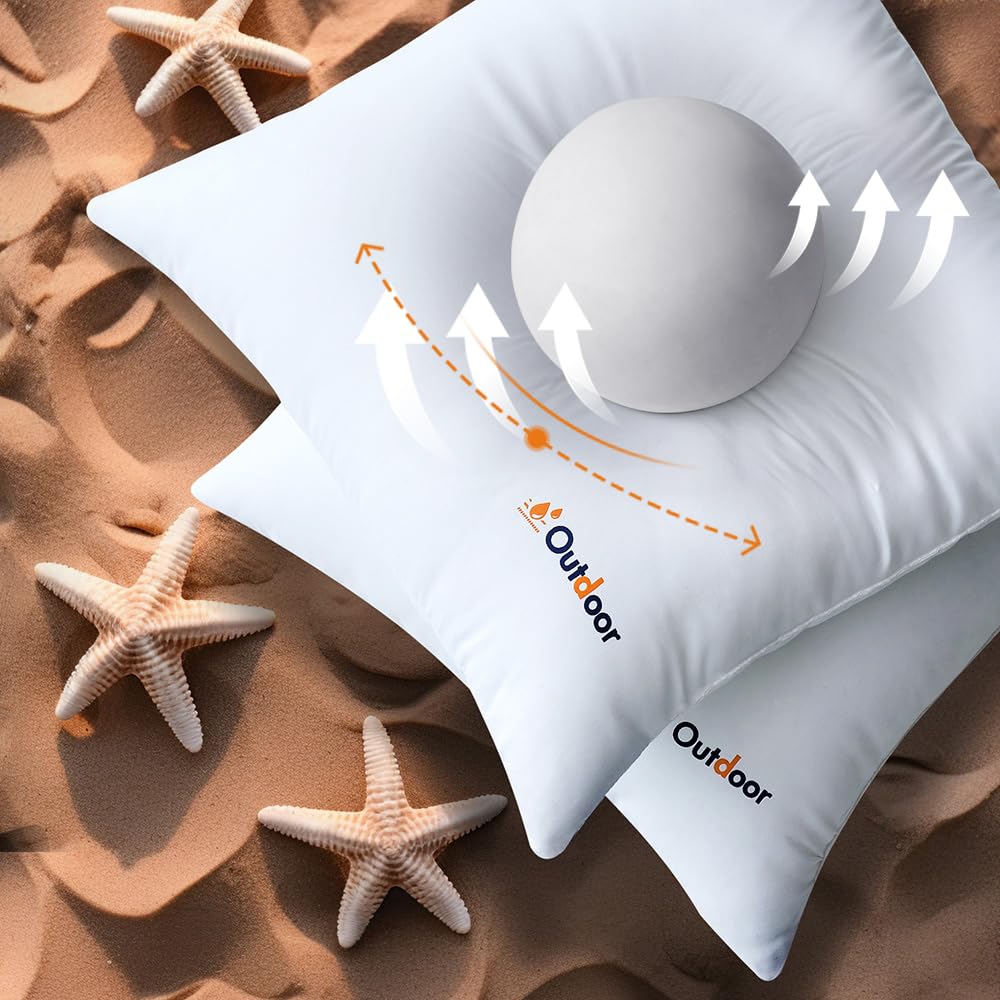Outdoor Pillows Set of 4 16x16 Waterproof Throw Pillow Inserts