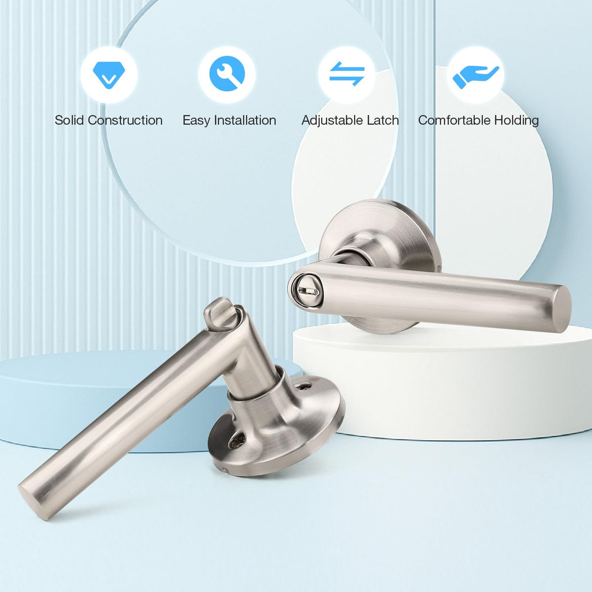 10 Pack Privacy Brushed Nickel Door Handles, Door Lever with Door Knobs Indoor , Heavy Duty Door Handles Interior