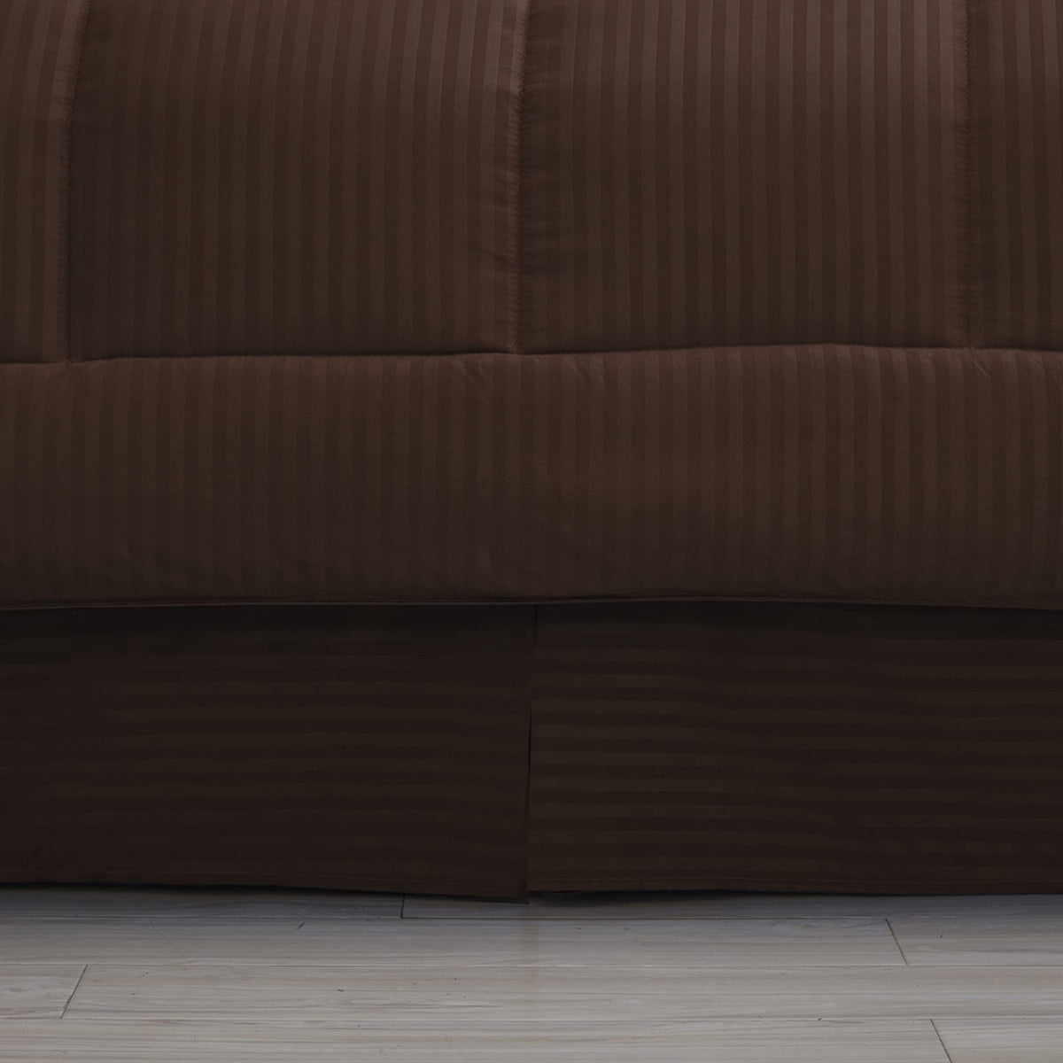 8 Piece Comforter Set Bag with Dobby Stripe Design, Bed Fitted, 1 Flat Sheet, 2 Pillowcases, 2 Shams, Chocolate