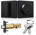 Modern Square Deadbolt, Matte Black Single Cylinder Door Lock ANSI 3