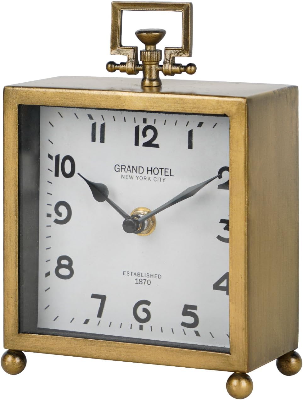 HOME Small Gold Table Clock, Silent Non-Ticking Classic Battery Operated Decorative Mantel Desk Shelf Clock for