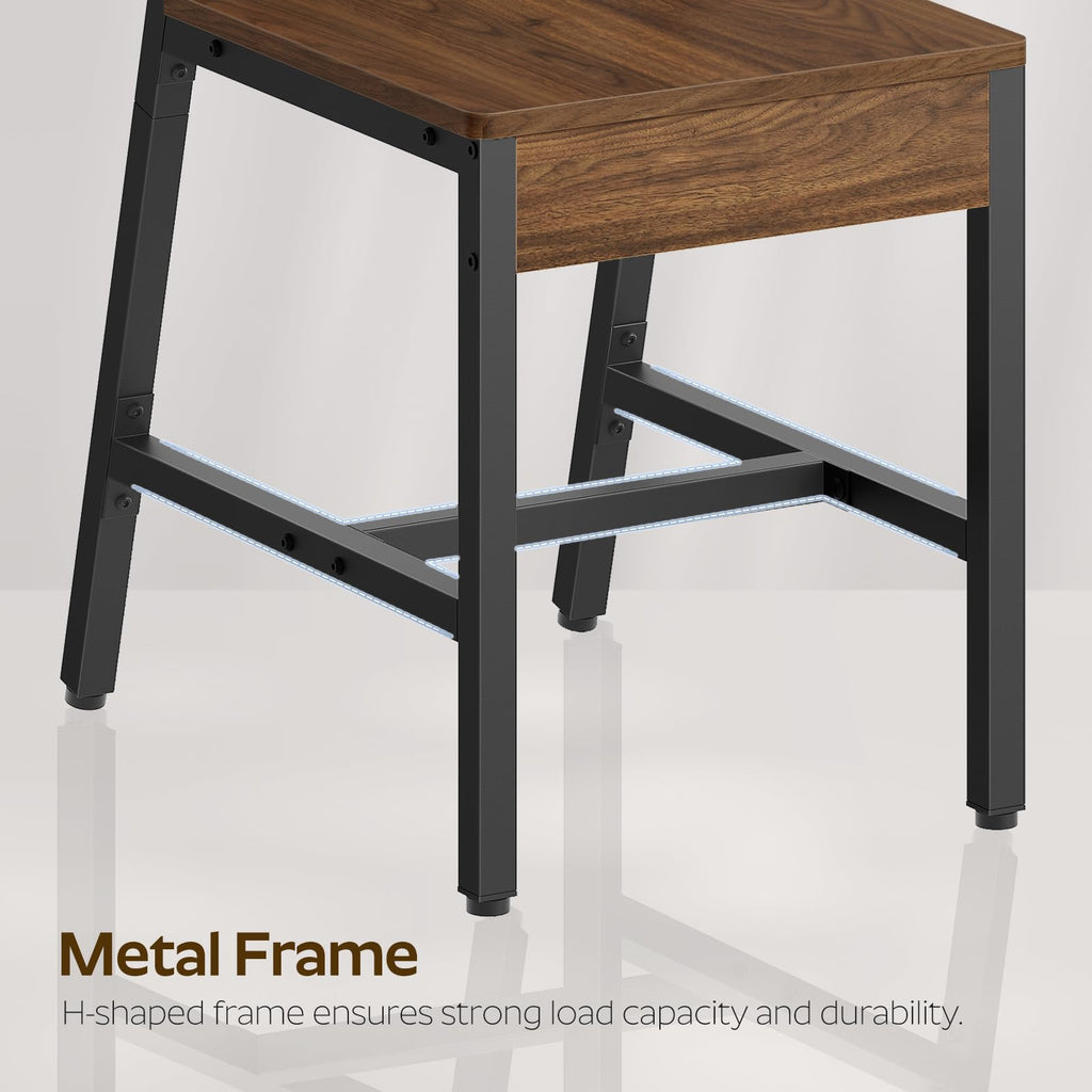 Dining Chairs Set of 4, Kitchen Chairs with Metal Frame, Slanted Back, Industrial Dining Chair Set, Dark Walnut and