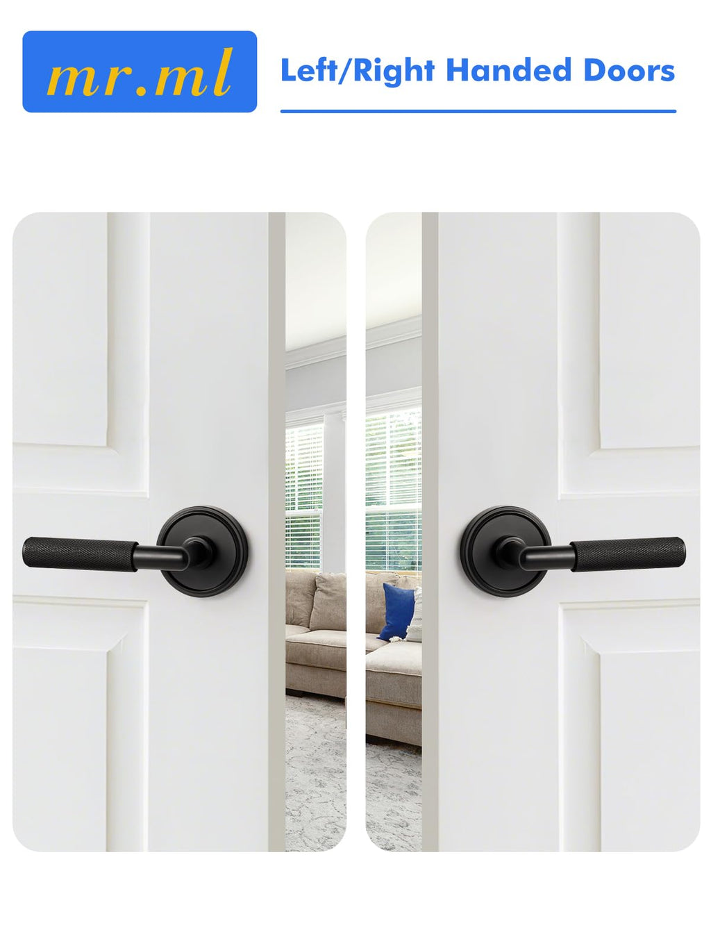 Knurled Door Lever Black Double Dummy Door Handle, 1 Pack