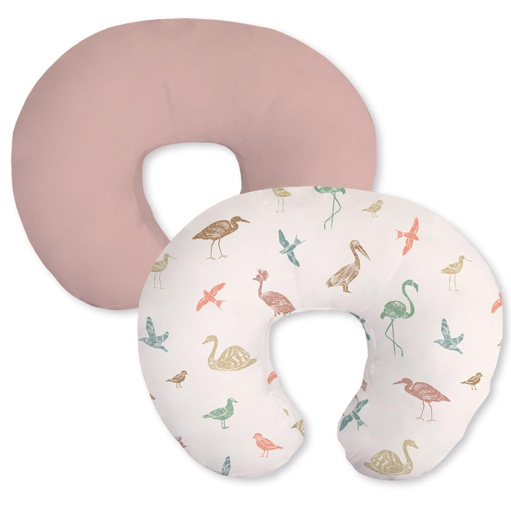 Nursing Pillow Covers 2 Pack, Soft & Breathable Removable Breastfeeding Pillows Covers for Feeding Pillows, Nursing