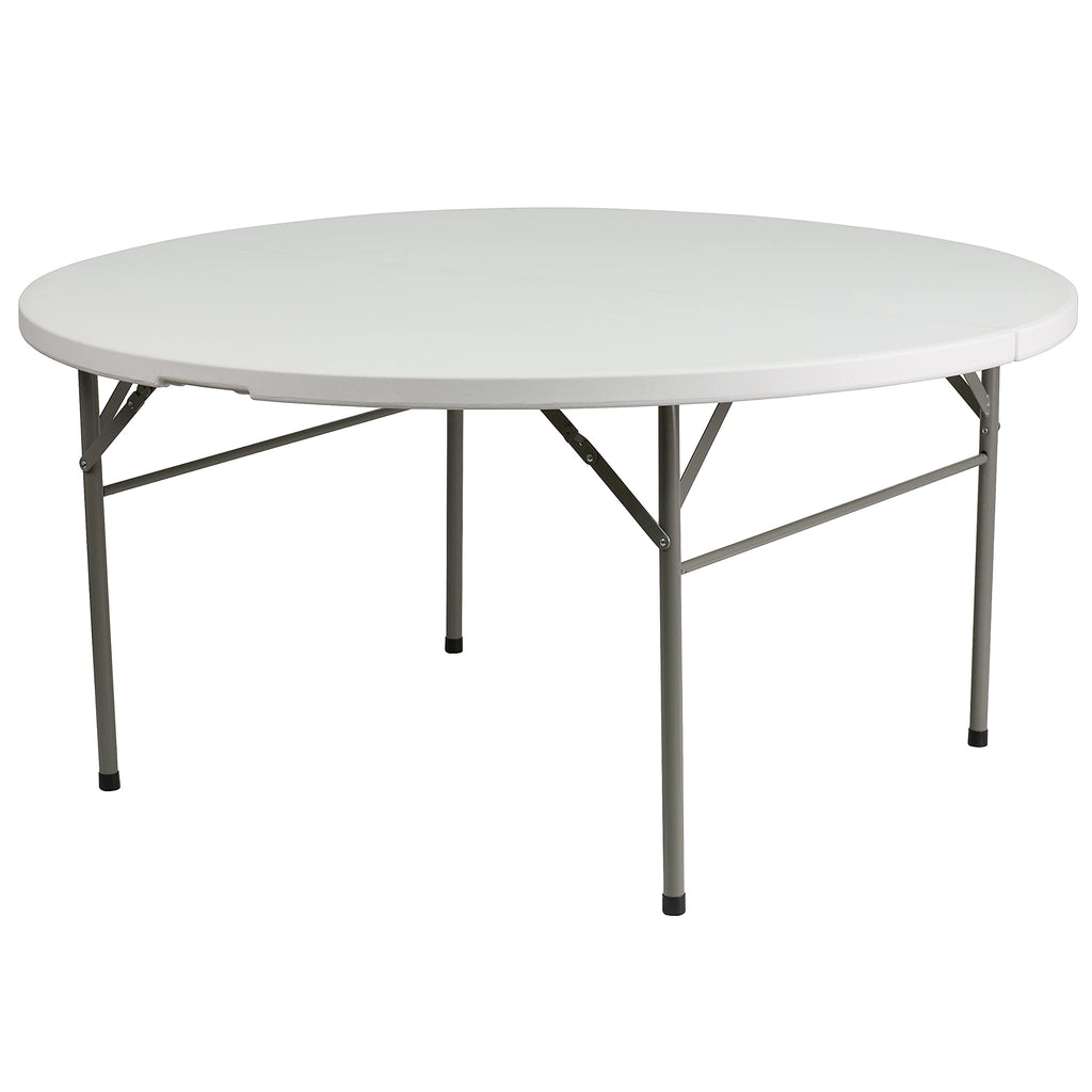 5-Foot Round Bi-Fold White Plastic Folding Table