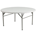5-Foot Round Bi-Fold White Plastic Folding Table