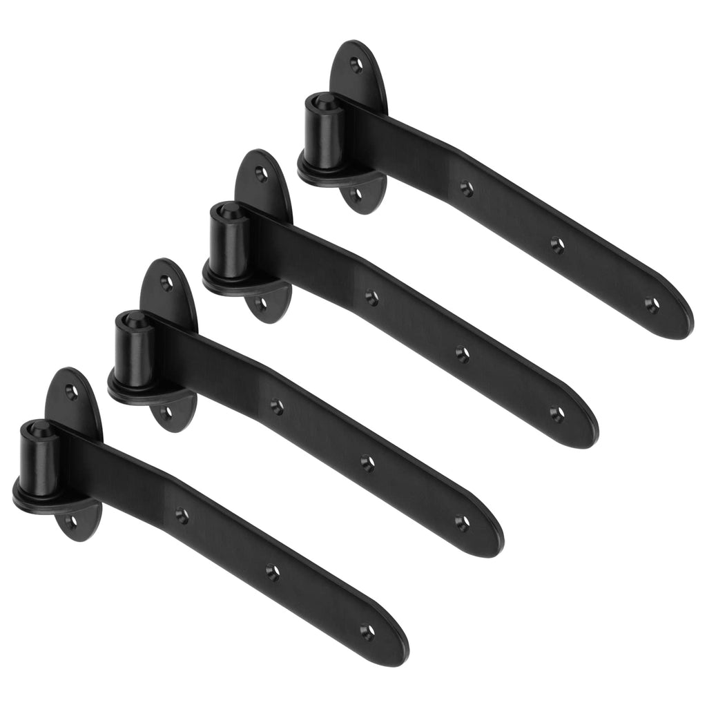 4 Pack 12" Black Strap Gate Hinge, Heavy Duty T Shape Lift Off Door Hinge