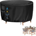 Waterproof Round Patio Table Cover, 60in Dia x 36in H | Heavy-Duty Black Outdoor Cover for Large Round Tables and