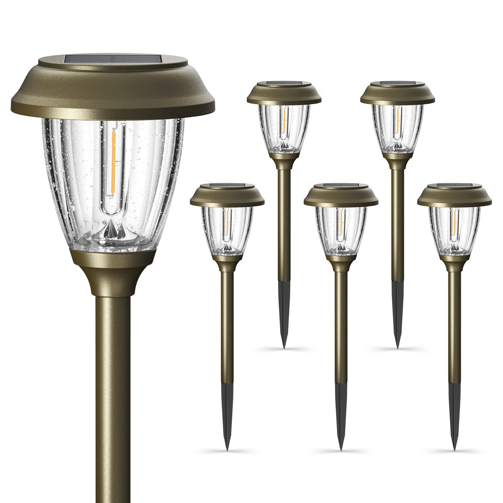 Solar Lights Outdoor 6 PCS, 10/25 LM 2 Lighting Modes Garden Lights