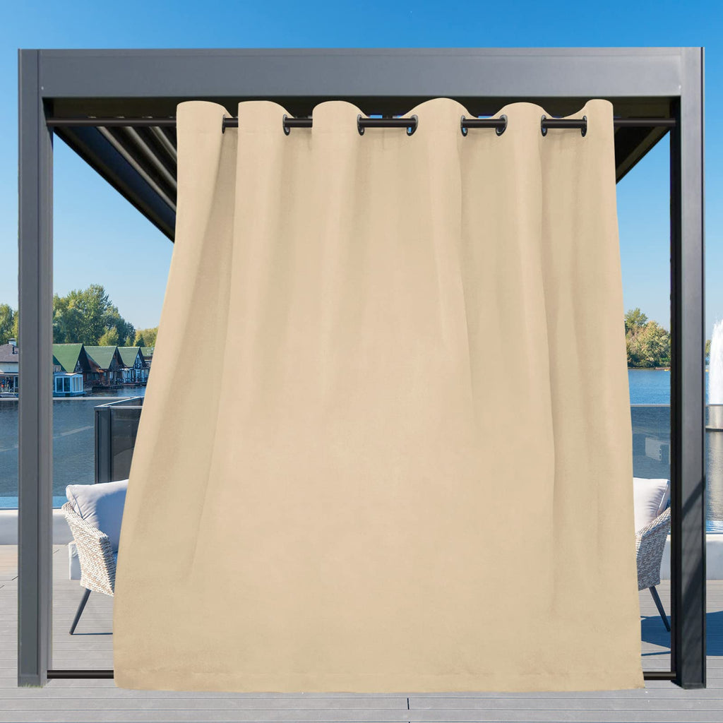 Outdoor Curtains 1 Panel, 110x120 inch, Beige