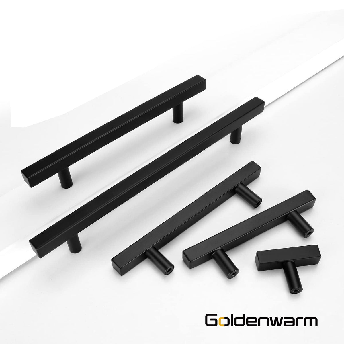 5 Pack 2-1/2 Inch Black Cabinet Handles Kitchen Drawer Pulls