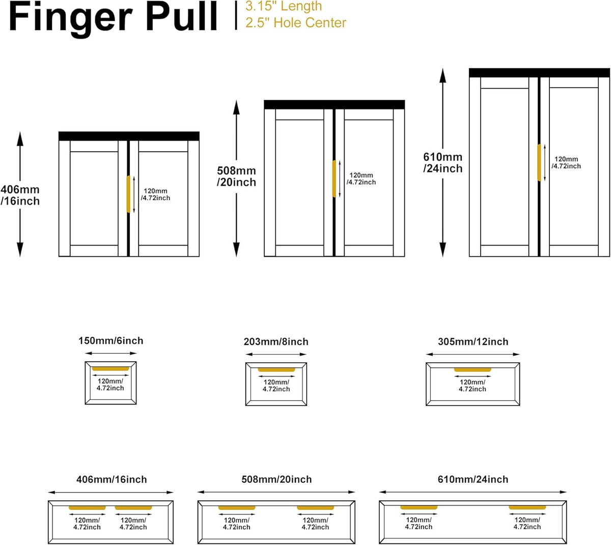 5Pack Edge Finger Pull for Cabinets Kitchen Concealed Aluminum Flat Hidden Bar Pulls Drawer Pulls Easy to Install
