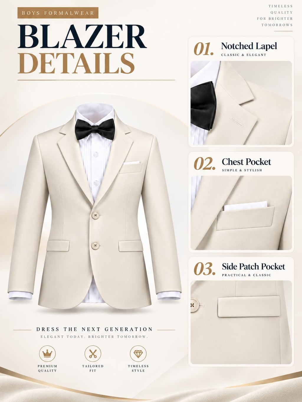Boys Blazer 2 Buttons Kids Casual Sport Coat for Formal Prom Graduation