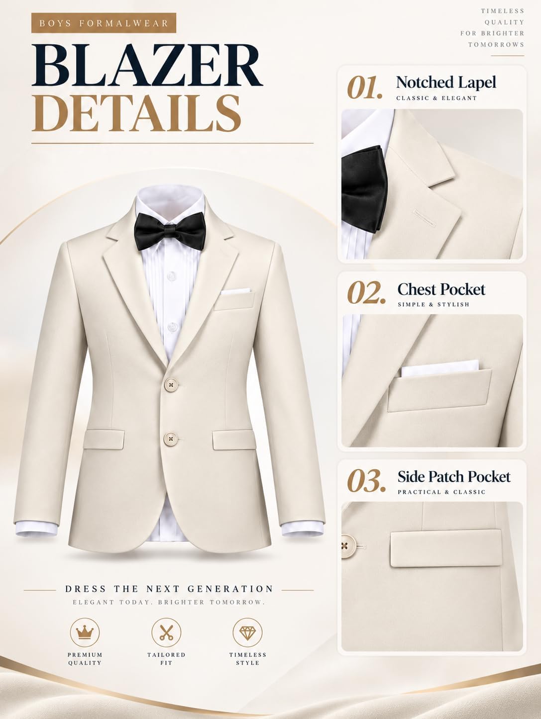 Boys Blazer 2 Buttons Kids Casual Sport Coat for Formal Prom Graduation