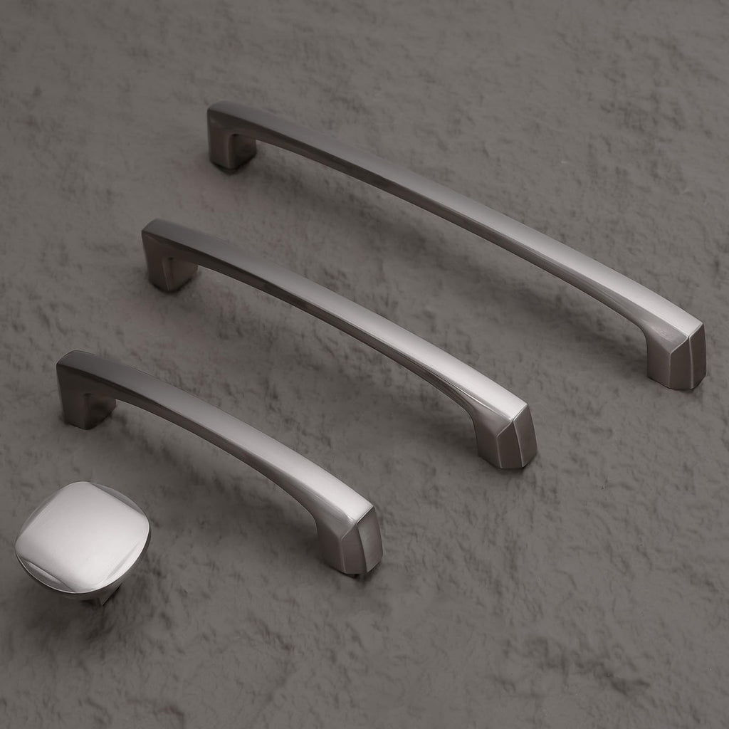 10 Pack 3-3/4 Inch Kitchen Cabinet Handles Brushed Satin Nickel Cabinet Pulls Silver Drawer Pulls Zinc Alloy Kitchen