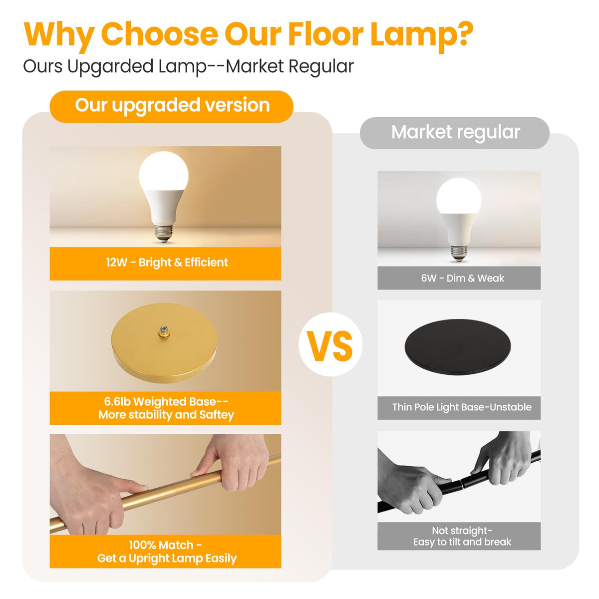Arc Floor Lamp with Remote Control Dimmable Gold lamps
