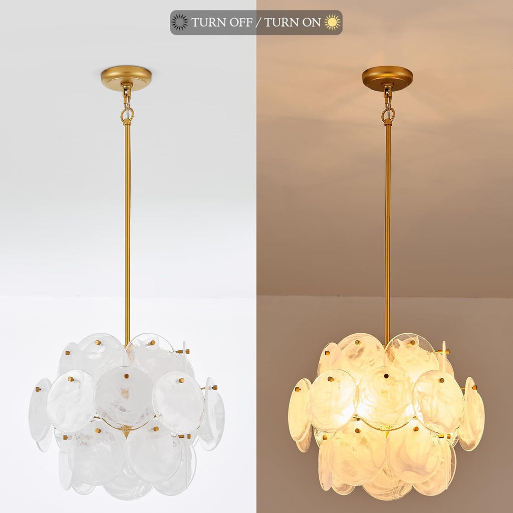 Gold Large Modern Glass Chandelier