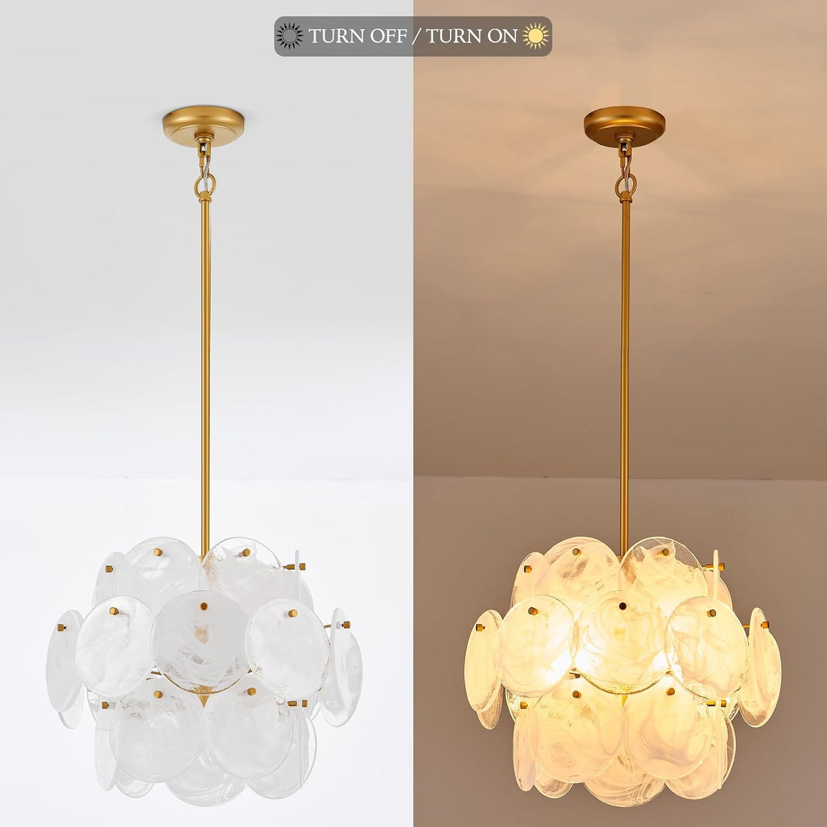 Gold Large Modern Glass Chandelier
