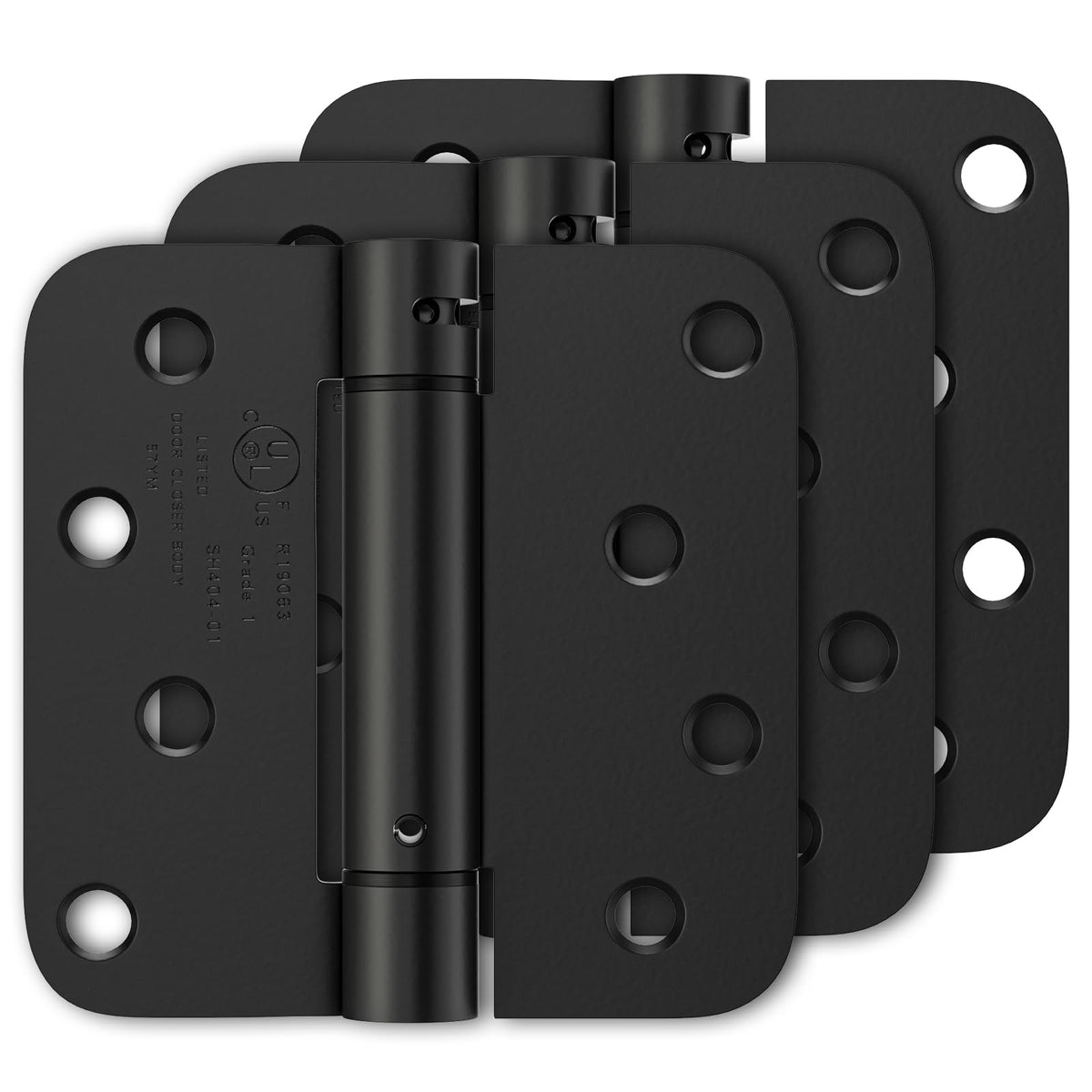 3 Pack Self Closing Door Hinges, 4 Inch, Adjustable Tension, Black