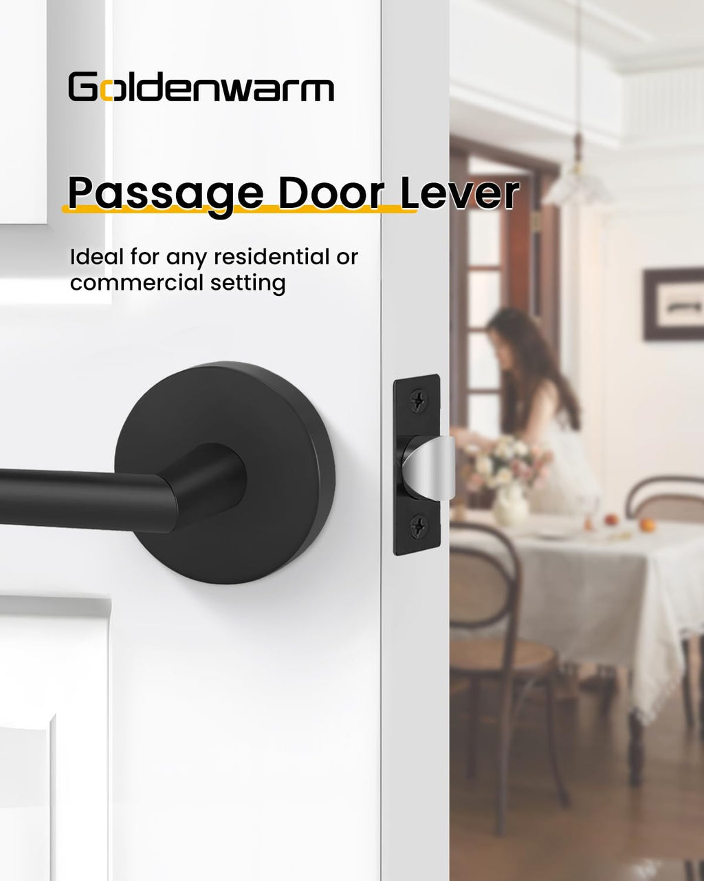 Passage Matte Black Closet Door Handles Interior 8 Pack