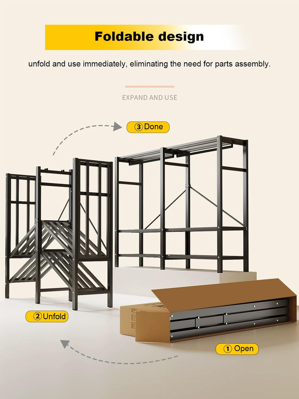 49.2in Heavy Duty Clothes Rack with Magnetic Door 1300LBS Foldable Portable Wardrobe Closet for Hanging Clothing