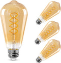 ST64 LED E26 Vintage Edison Light Bulbs, Amber Glass, Dimmable, 4W(40W Equivalent) 300 Lumens, 2200K Ultra Warm