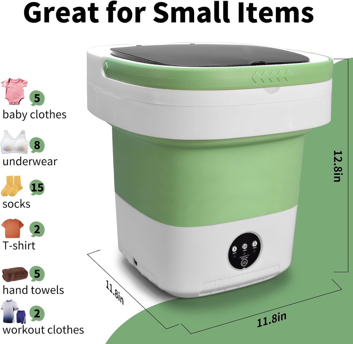 Portable Washing Machine, Mini 16L Upgraded with Spin Basket Laundry Machine, 3 Modes Deep Cleaning, Upgraded Small