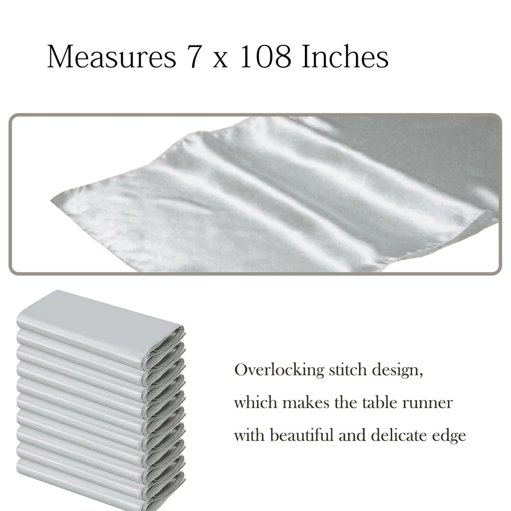 50 Pack Silver Chair Sashes Bows for Wedding, Satin Chair Ribbons, 7x108 in
