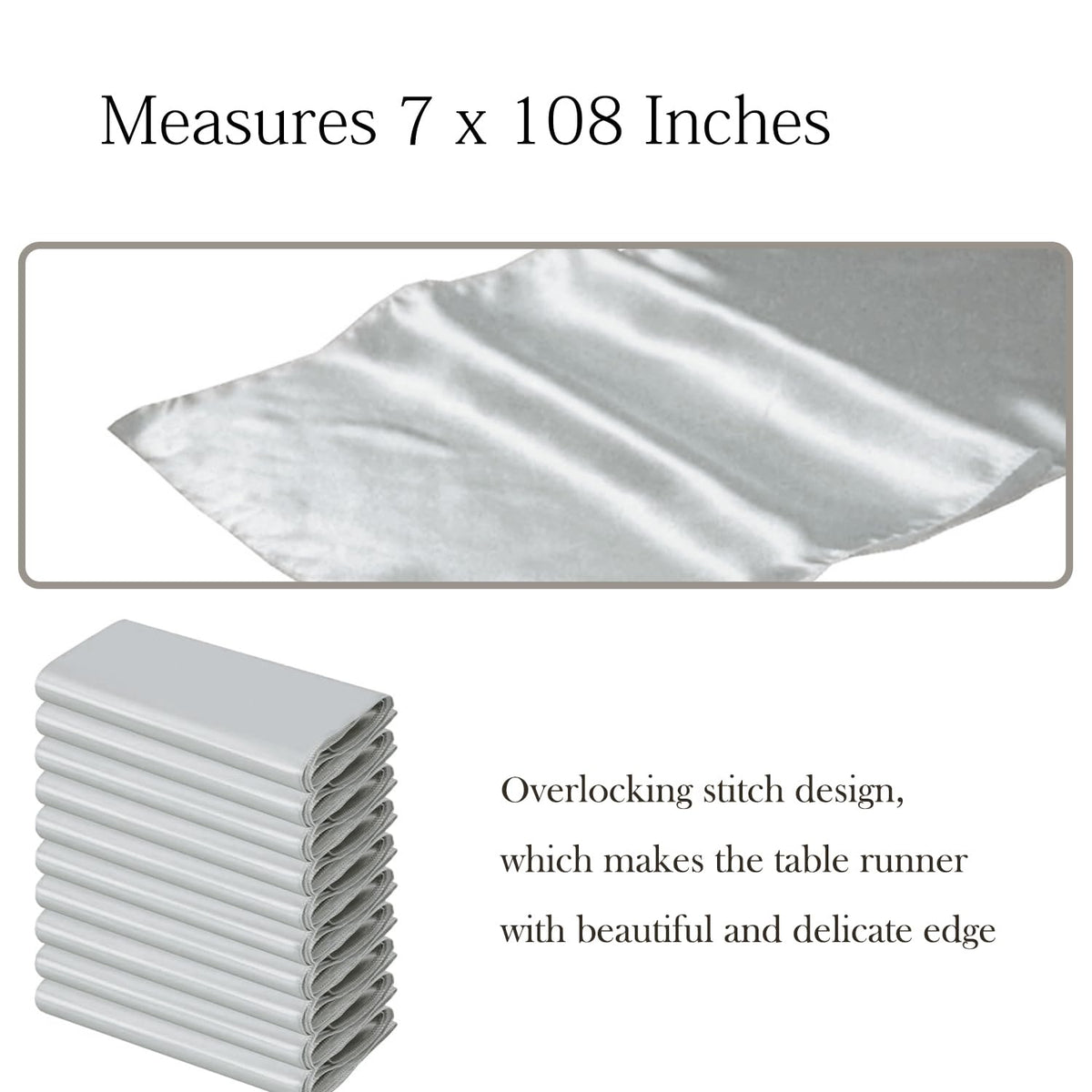 50 Pack Silver Chair Sashes Bows for Wedding, Satin Chair Ribbons, 7x108 in
