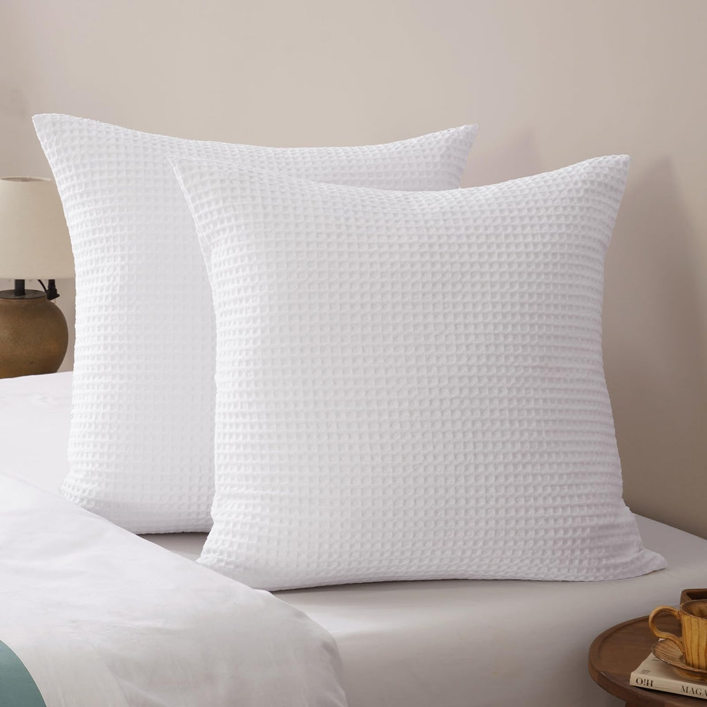 Ultra Soft Waffle Weave Euro Shams 26" x 26", White, No Insert