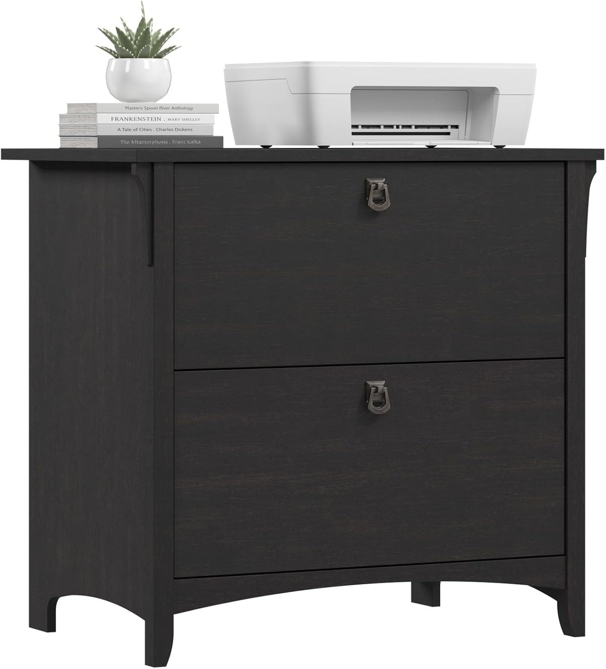 Home Salinas 2 Drawer Lateral File Cabinet in Vintage Black, Home Office Storage Solution, Organizer with Drawers for