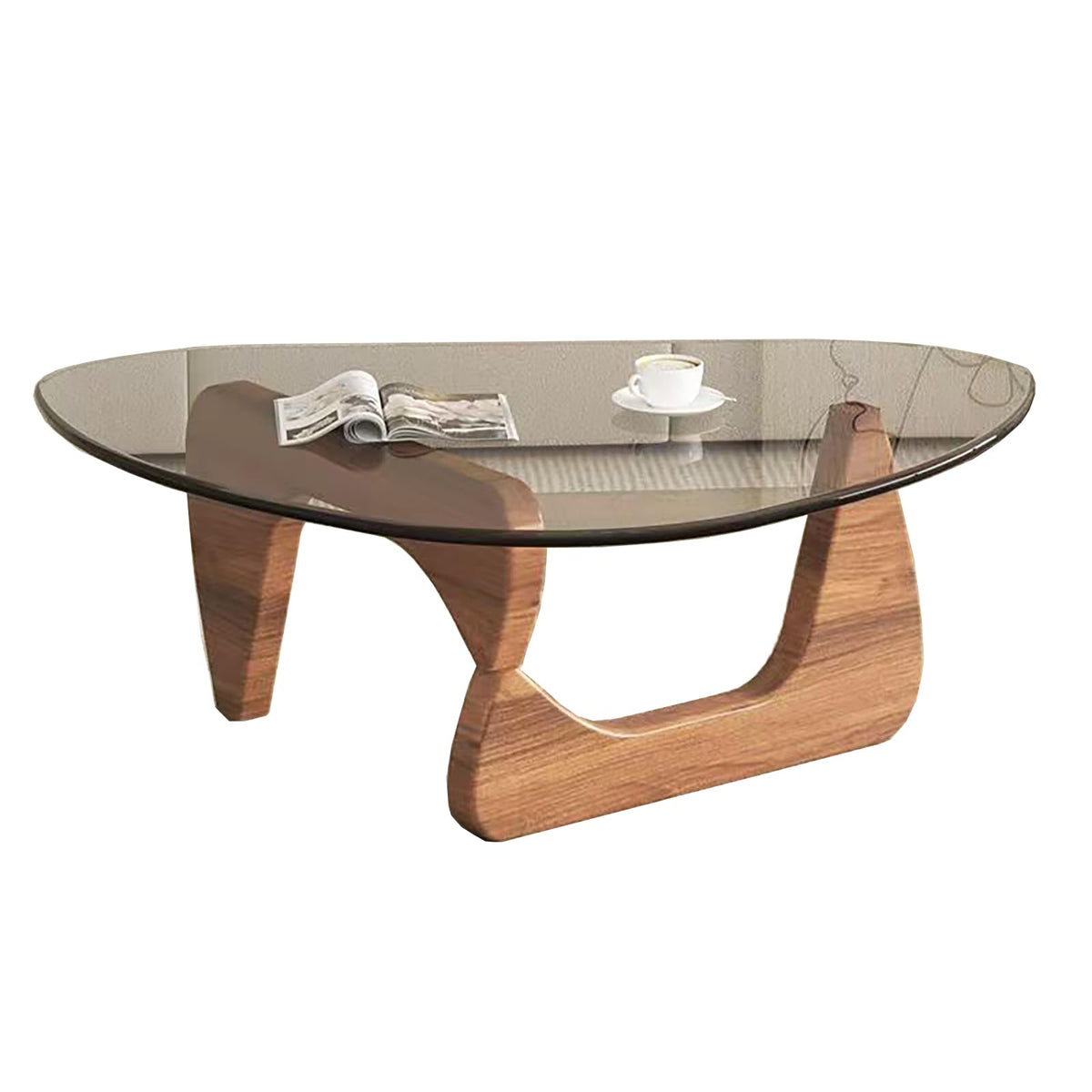 Inspired Noguchi Style Mid Century Modern Glass Coffee Table, Coffee Table, Triangle Coffee Tables, Suitable Living Room Reception Office
