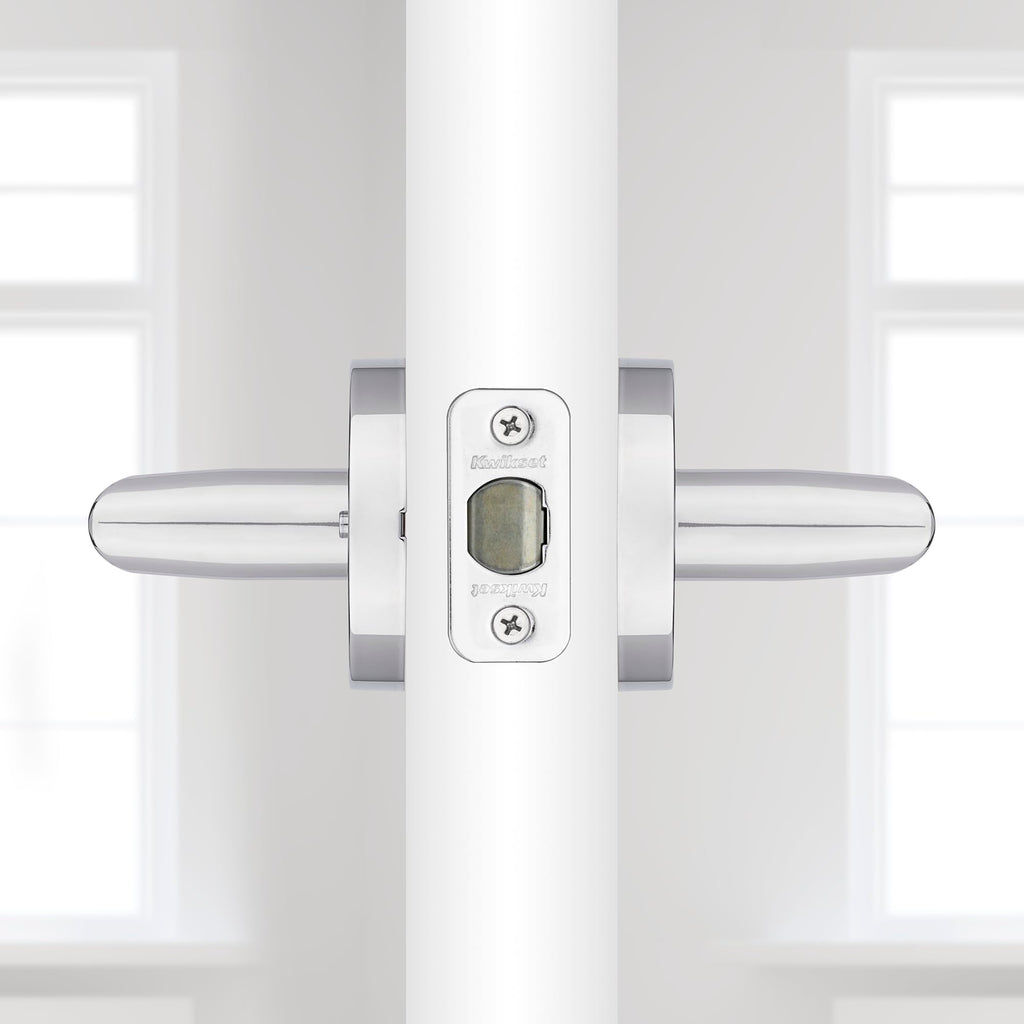 Milan Interior Privacy Door Handle with Lock, Door Lever , Polished Chrome Reversible Keyless Push Button Lock Door