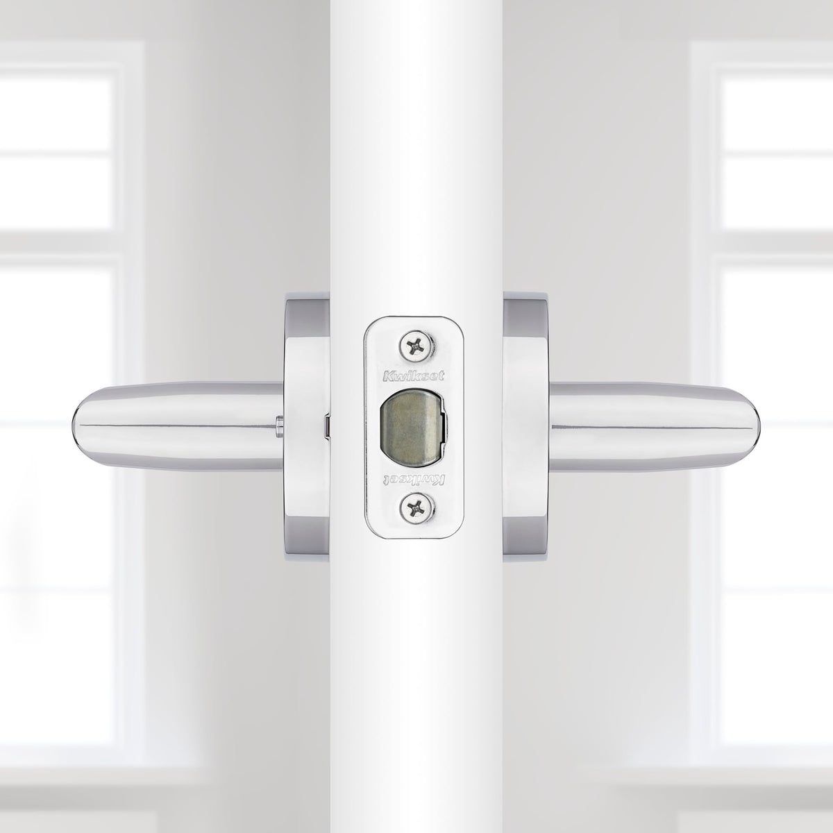 Milan Interior Privacy Door Handle with Lock, Door Lever , Polished Chrome Reversible Keyless Push Button Lock Door