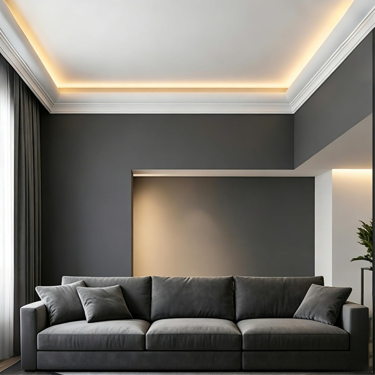 10 Pack 47.24′′(Total 39.4 Ft) Ceiling Crown Molding with LED Duct Kit