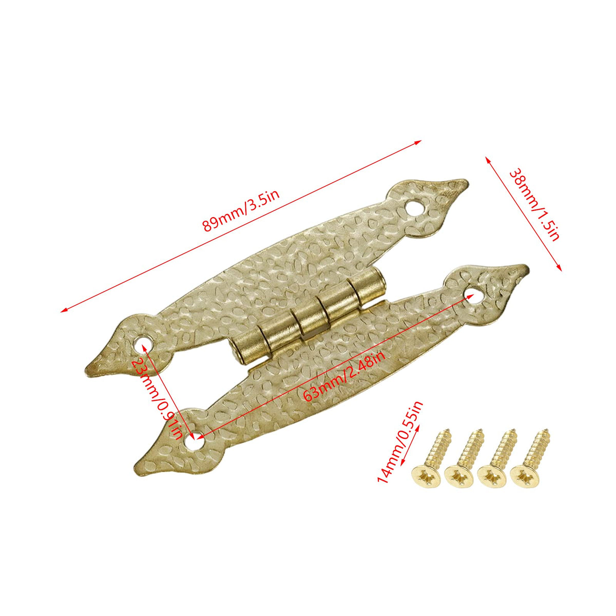 Cabinet Decorative Hinges, Antique H-Shaped Hinges, Gold, 3.5 Inch