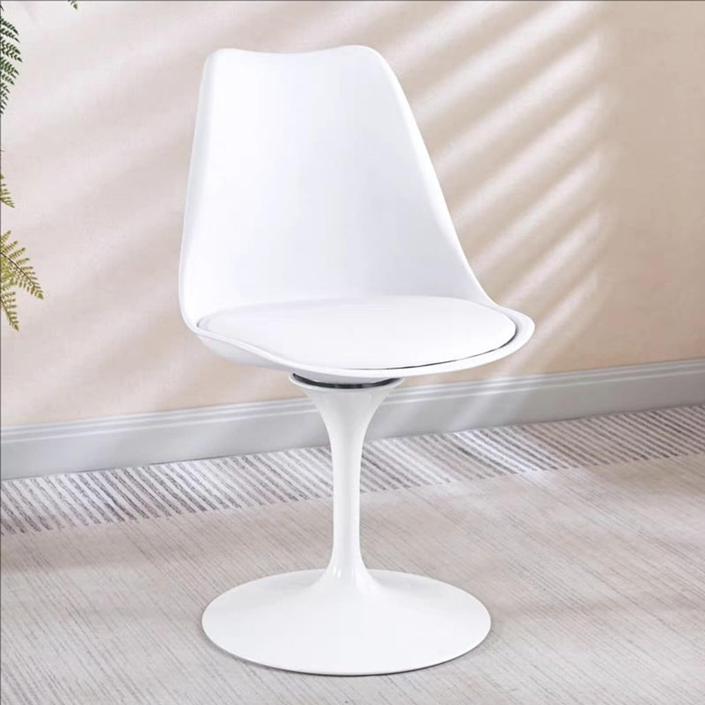 Inspired Saarinen Style Swivel Tulip Side Chair with Backrest, Multi-Colour Leather Soft Cushion Armless Dining Chairs Office Living Room, J