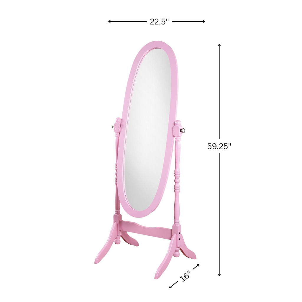 Queen Anna Style Floor Cheval Mirror, Pink