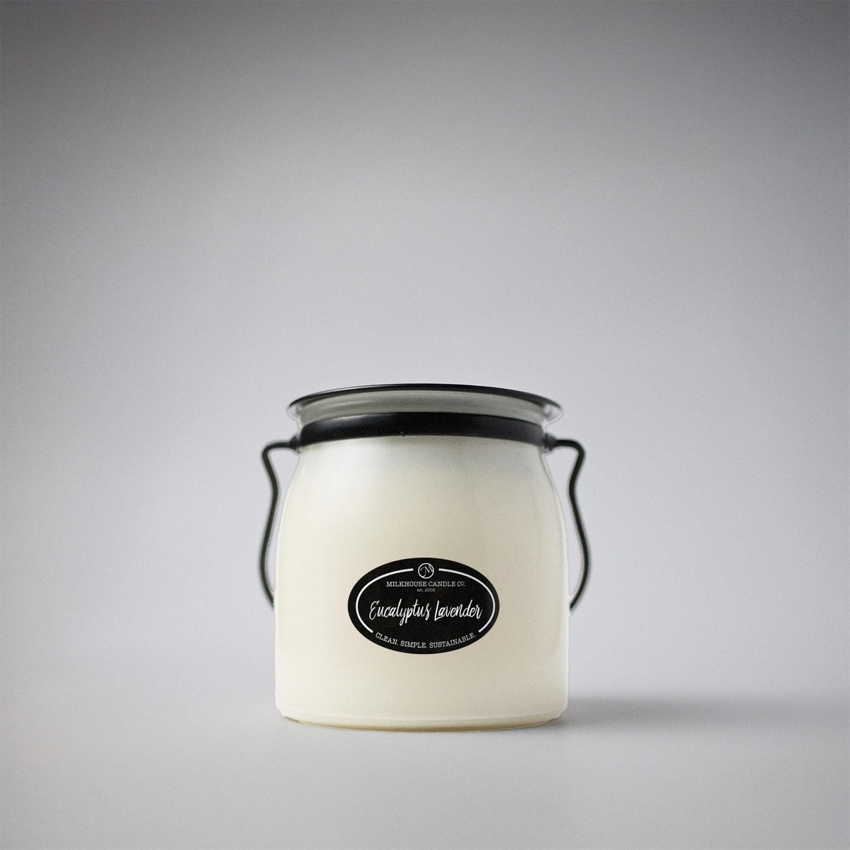 Eucalyptus Lavender Soy Candle, 16 oz Butter Jar, 65+ Hr Burn
