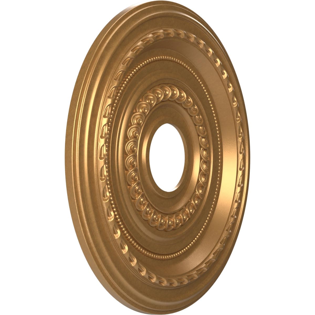 Cole Thermoformed PVC Ceiling Medallion (Fits Canopies up to 4 1/2"), 16"OD x 3 1/2"ID x 1"P, Bright Coat