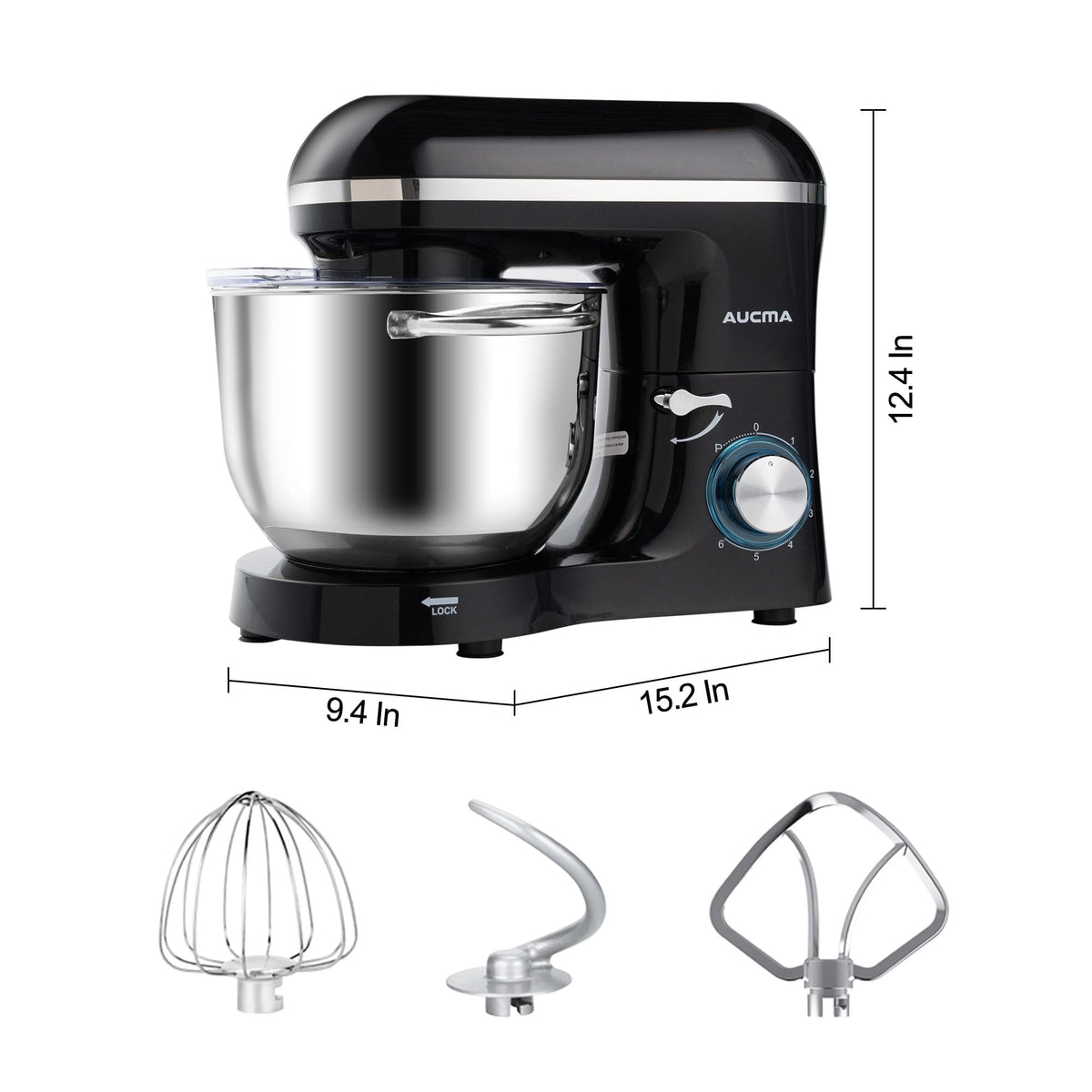 Stand Mixer,6.5-QT 660W 6-Speed Tilt-Head Food Mixer, Kitchen Electric Mixer with Dough Hook, Wire Whip & Beater
