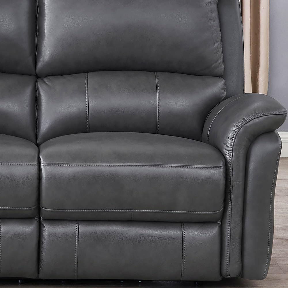Erindale Zero Gravity Power Reclining Top Grain Leather Sofa Couch, Quartz Gray, Memory Foam, Pocket Coils and