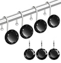 24PCS Shower Curtain Hooks Rings, Round Stainless Steel Rust Proof Crystal Rhinestones Bling Shower Curtain Rings